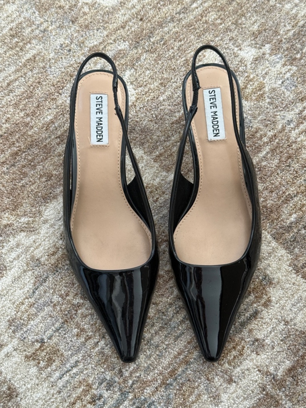 Steve Madden Black Patent Slingback Pointed-Toe Mules